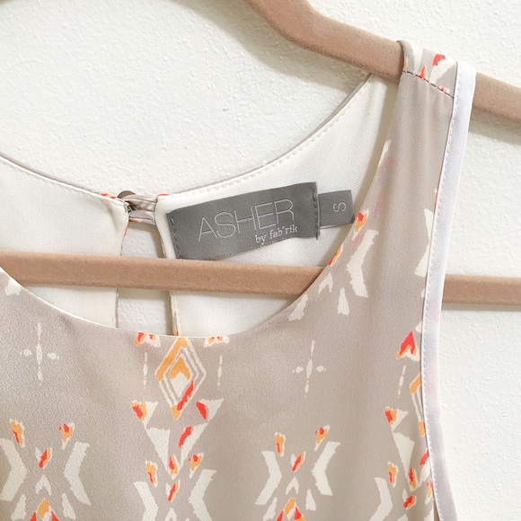 Asher by Fab’rik Taupe Pattern High Low Dress, S - Picture 5 of 8